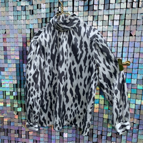 Vintage 80’s shoulder padded drape neck long sleeve blouse. - Picture 1 of 11